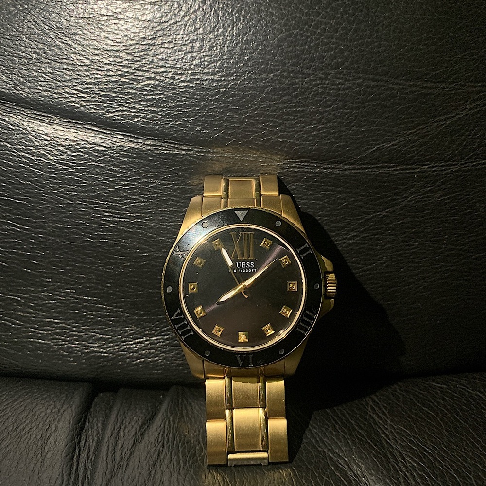 GUESS Gold-Tone and Black Classic Style watch